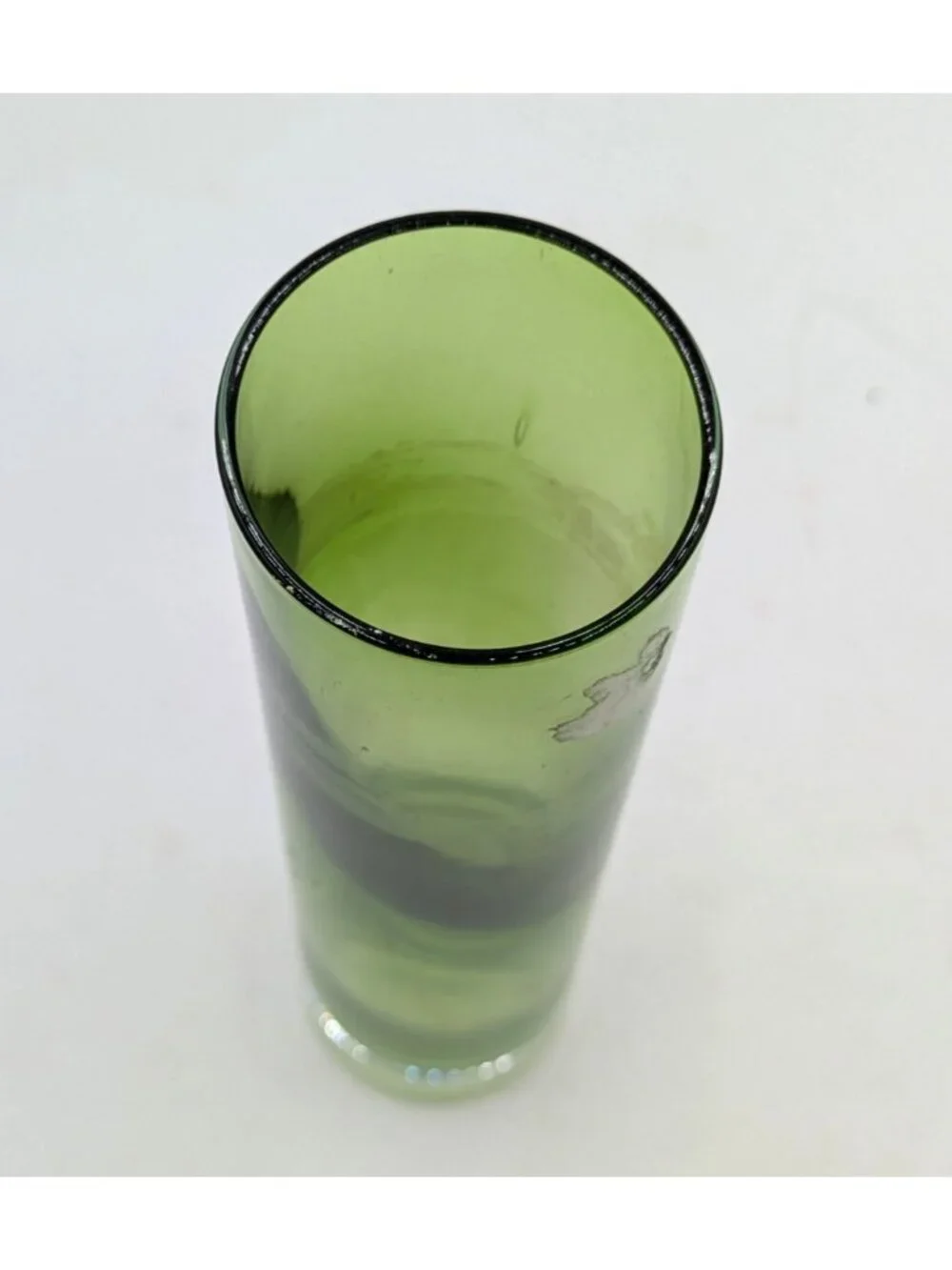 Vintage Hand Blown Glass Bud Vase Cylindrical Lime Green 7